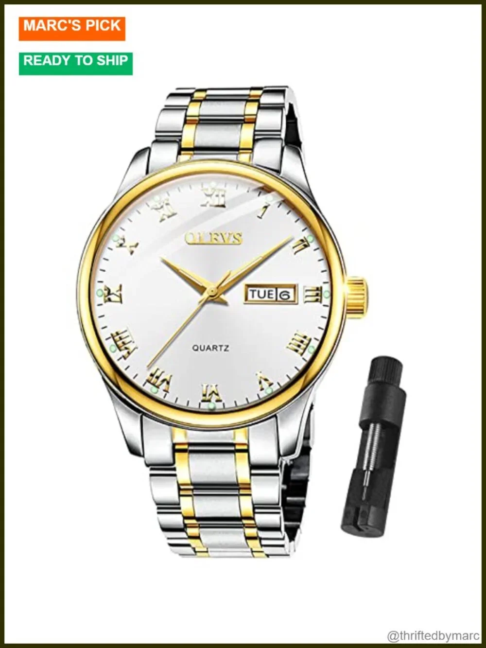 Classic Men Watch with Date - Luminous Quartz Stainless Steel Waterproof